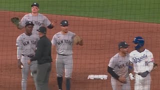 Benches Clear in Game 4 of Royals vs Yankees after a Double Play [upl. by Edgard]