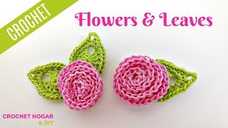 CÓMO TEJER FLORES ROCOCO CON HOJAS A CROCHET🌺 [upl. by Nylg]