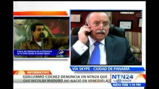 Guillermo Cochez denuncia en NTN24 que Nicolás Maduro tiene registro de nacimiento colombiano [upl. by Akirdnahs]