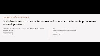 Scale development ten main limitations and recommendations to improve future researc  RTCLTV [upl. by Icam]