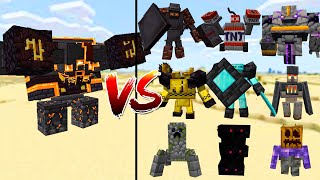 Netherite Monstrosity VS All Golem From Golemania In Minecraft [upl. by Kyriako]