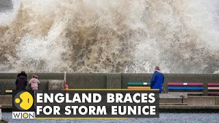 Storm Eunice hits England and Wales people urged to stay indoors  UK  Latest English News  WION [upl. by Imeka576]