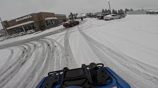 Riding my new 4 wheeler to Mcdonalds in the snow [upl. by Ardnatal]