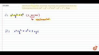 Identify the monomials binomials trinomials and quadrinomials from the following expressions [upl. by Catlin]