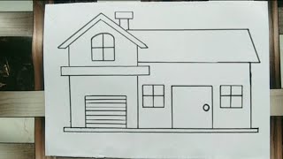 simple beautiful house easy drawing [upl. by Mirth563]