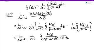 Section 55 Cauchys Integral Formula for Derivatives Proof Sketch [upl. by Riocard]