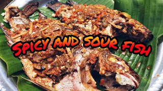 Spicy and sour fish  Lunu mirisa sri lanka spicy food recipes  Tasty [upl. by Melisandra]