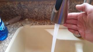 Moen Motionsense faucet with slow water with manual handle [upl. by Fronnia293]