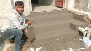 Amazing Stairs Plastering  Raj Mistri Kam Stair Cement Sand and Plastering [upl. by Lever]