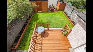 Back garden renovation new shed decking and lawn [upl. by Aciraj]