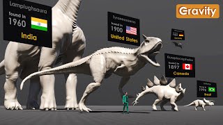 Dinosaur Size Comparison  Found in Countries [upl. by Akiemaj728]