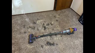 Dyson V15 Detect Demo on Carpet  Rice amp Dog Hair Cleanup Test [upl. by Adnarim]