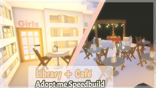 Warm Neutral Library  Café build 📚📗 Part 2  Fairy house  Adopt me Speedbuild [upl. by Montanez]