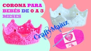 CROCHET TUTORIAL  CORONA TEJIDA PARA BEBÉS DE 0 A 3 MESES  Diadema tejida para bebé de 0 a 3 meses [upl. by Leahkim]