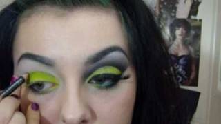 Munster Makeup Acid Green amp Black Cut Crease Makeup Tutorial [upl. by Ahsienor368]