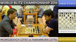 EXCITING OPENING MOROZEVICH vs NAKAMURA  WORLD BLITZ CHAMPIONSHIP 2014 [upl. by Iba159]