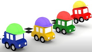 ¡Los 4 coches organizan una carrera por la obra Los 4 coches coloreadosDibujos animados para niños [upl. by Noj162]