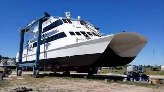 Video of Star Line Mackinac Island Hydro Jet Ferry Catamaran Mackinac Express making a splash in St [upl. by Eceinej]