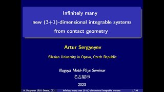 Infinitely many new 31dimensional integrable systems from contact geometry by Artur Sergyeyev [upl. by Modestia]