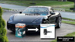 HID to LED Headlight Bulb Conversion PrecisionLED  Porsche 718 Cayman S [upl. by Norina]