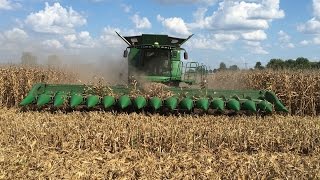 John Deere S690 Tracked Combine with a 16 Row Corn Head [upl. by Dalila]