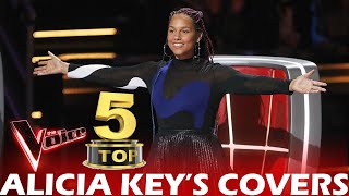 TOP 5 ALICIA KEYS COVERS ON THE VOICE  BEST AUDITIONS [upl. by Eirual]