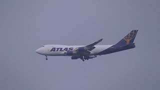 Atlas Air 747 landing at Whidbey Island Naval Air Station [upl. by Ahsilahk634]