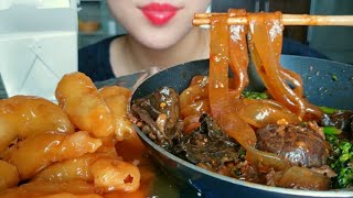 ASMR CHINESE FOOD SPICY MALA GLASS NOODLES amp HONEY GARLIC FRIED CHICKEN [upl. by Leffen]