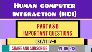 HUMAN COMPUTER INTERACTION HCAIMPORTANT CONCEPTS AND QUESTIONS JNTUH R18CSE IT R18 [upl. by Yesiad]