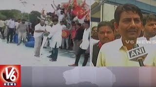 Gujarat Farmers Spill Milk On National Highway  Demands To Waive Crop Loan  V6News [upl. by Notgnirrab]