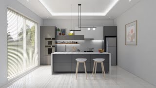 Sketchup interior design 12 How to make kitchen set and render enscape [upl. by Atronna]