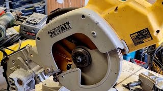 Repairing a Dewalt DW707 miter saw with a broken rear pivot assembly Tool repair [upl. by Olimac]