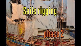 HMS Endeavour  part 47 Sails Rigging phase 2 [upl. by Nadab128]