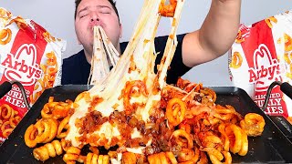 ARBYS ANIMAL STYLE CURLY FRIES • Mukbang amp Recipe [upl. by Wavell]