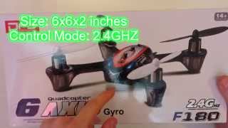 F180 Quadcopter Review Uboxing and test Flight 2014 6 Axis Gyro [upl. by Schulz583]