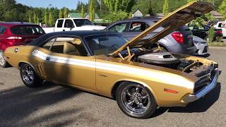 MUSCLE Rare Metallic Gold on gold 1971 340 Challenger RT w Shaker hood 4K [upl. by Zipporah]