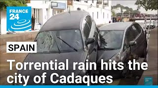 Torrential rain hits the Spanish city of Cadaques bringing grim search for flood missing to coast [upl. by Eibba679]