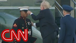 Trump stops to retrieve Marines hat [upl. by Kevon]