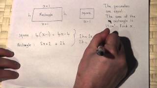 Algebra  Solving equations involving area and perimeter [upl. by Elodie676]