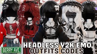 ROBLOX Y2K HEADLESS EMO RED OUTFIT CODES w Links Roblox berry Avenue outfit codes PT 14 [upl. by Aromas]