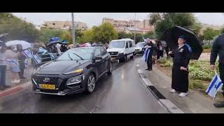 Haredim with flags in Beit Shemesh in support of fallen soldier family [upl. by Pussej]