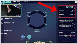 Aim Lab  Grid Shot High Score 100k Handcam [upl. by Fee]