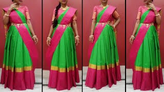 খুব সহজে লেহেঙ্গা স্টাইলে শাড়ি পরুন  lehenga style saree draping  sari how to wear step by step [upl. by Drummond]