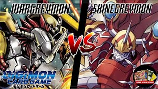 WarGreymon VS ShineGreymon  Digimon TCG Gameplay BT14 [upl. by Atterehs]