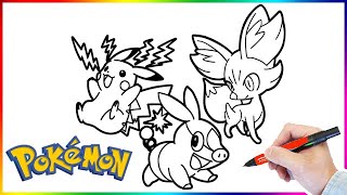 Pokémon Coloring Pikachu Tepig and Fennekin I Fun Pokemon coloring book pages [upl. by Saylor]