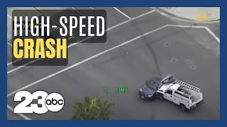 LIVE Police chase underway in LA area HUGE CRASH [upl. by Lundquist902]