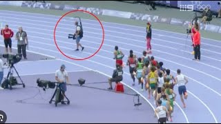 Cameraman walks onto Athletics track During mens 5000m Race at Paris Olympic [upl. by Hanima250]