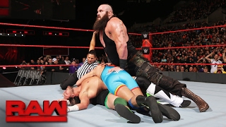 Braun Strowman vs local competitors  4on1 Handicap Match Raw Feb 6 2017 [upl. by Glick24]