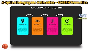 130PowerPoint MORPH Animation  4 Option Animated Agenda Slide Template using MORPH transition [upl. by Ardle]