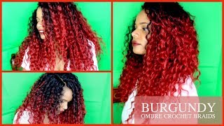 Crochet Braids ll Trendy Tresses River curls ll Burgundy Ombre [upl. by Nazler99]